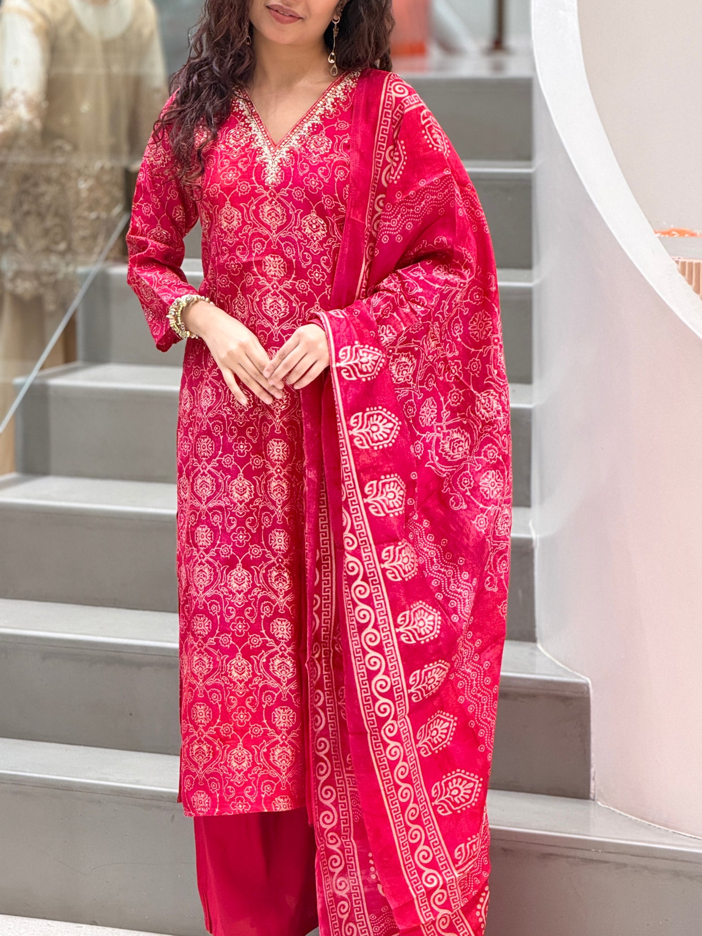 Printed Suit Set with Dupatta