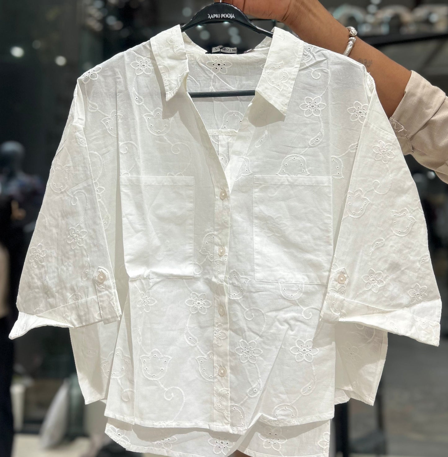 Thread embroidered shirt