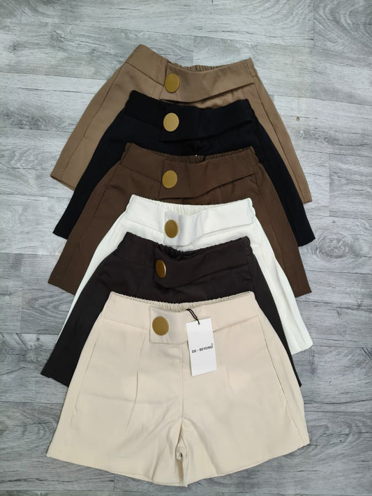Women’s High-Waist Tailored Shorts with Statement Button