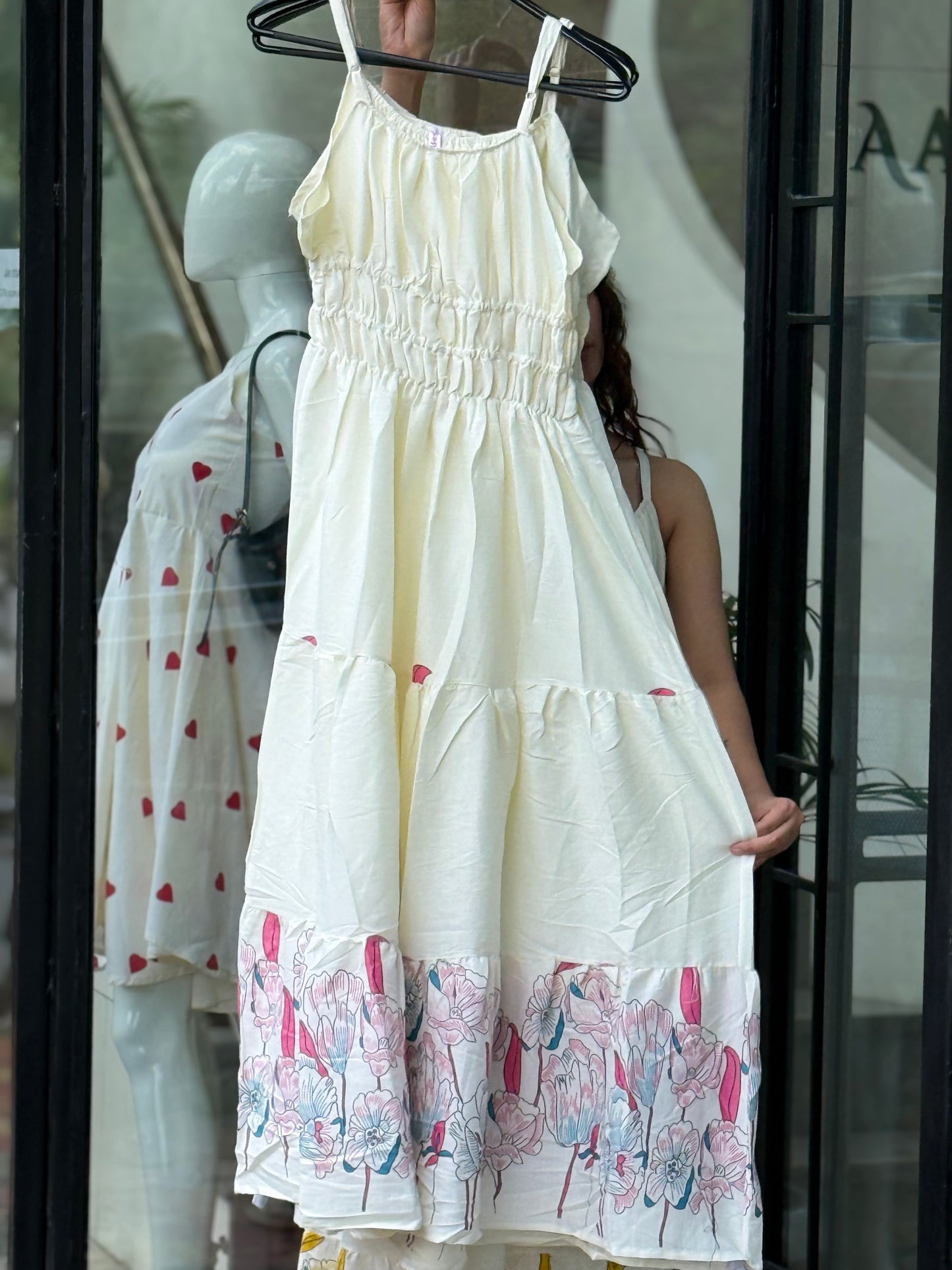 Floral Border Cotton Maxi Dress