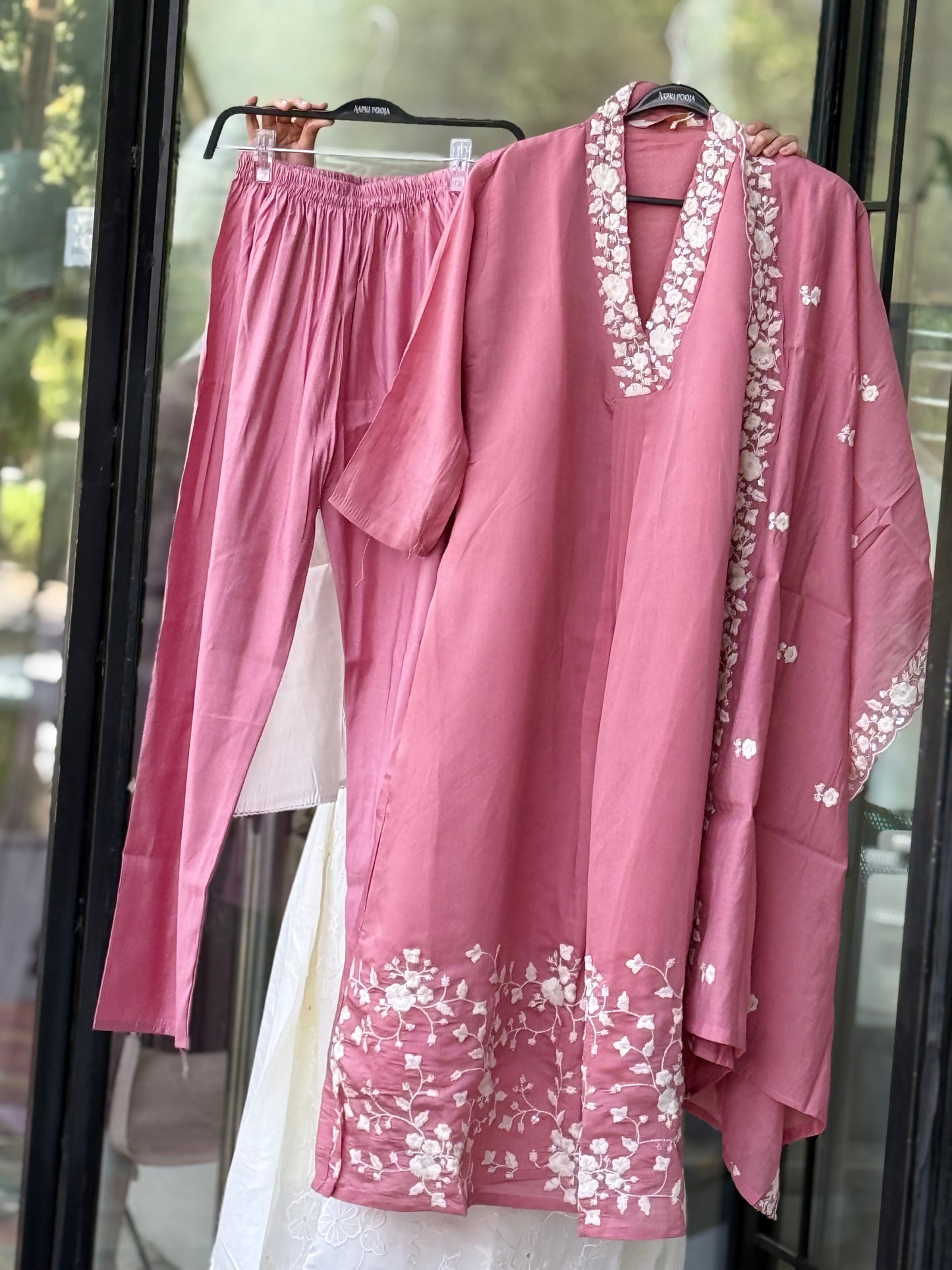 Embroidered Kurta Pant Set with Matching Dupatta for Women