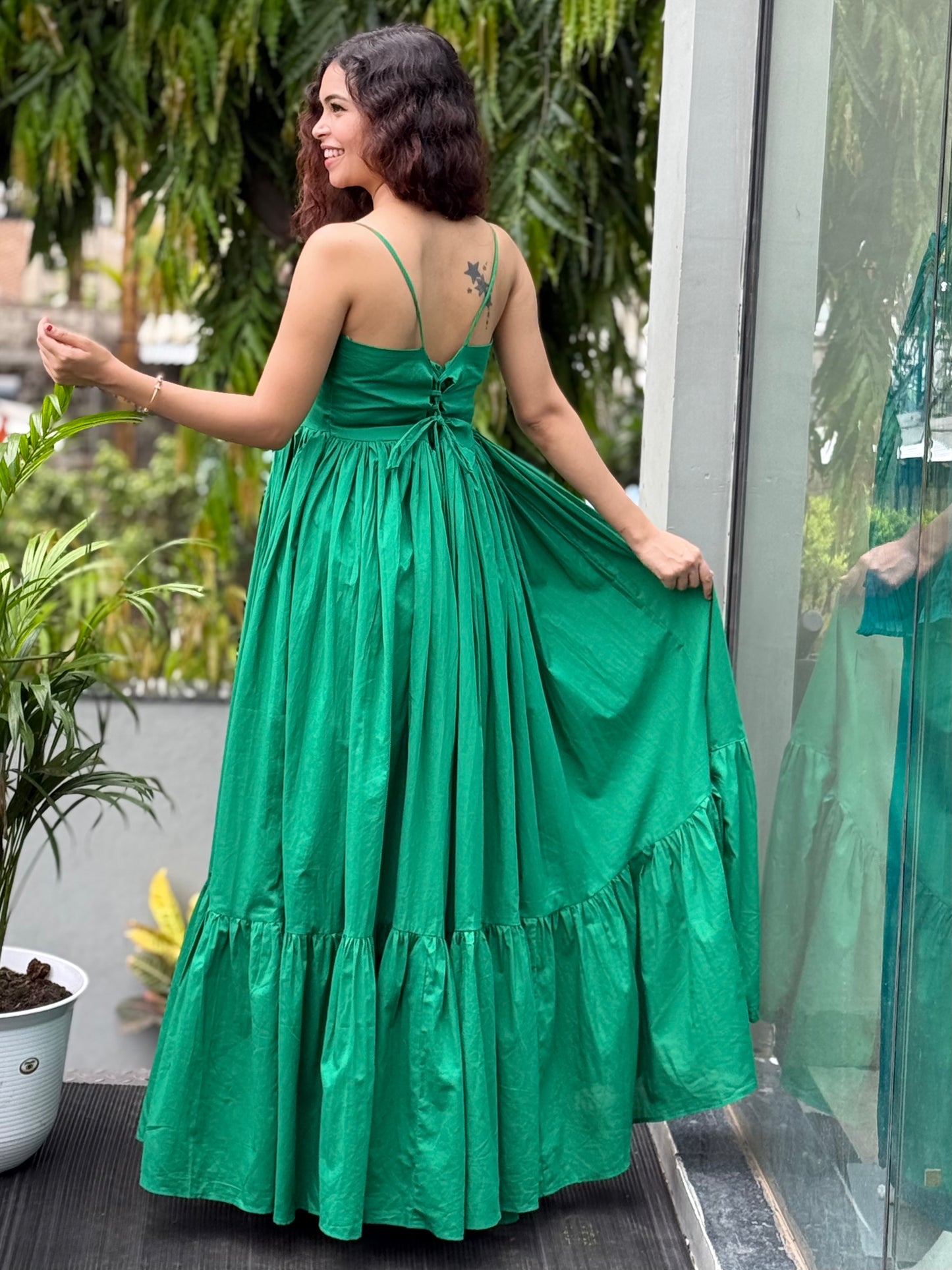 Dreamy Tiered extra flare Cotton Dress