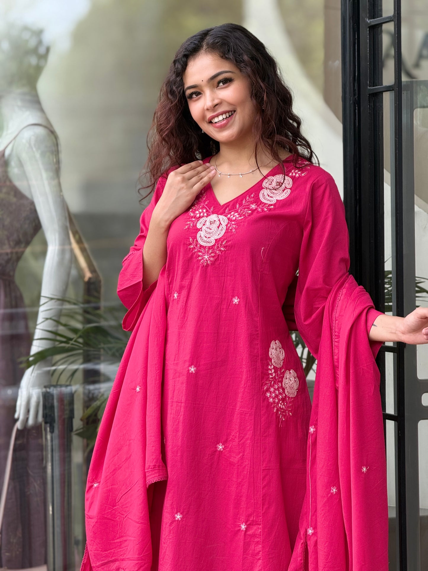 Embroidered Pure Cotton 3 Piece Suit