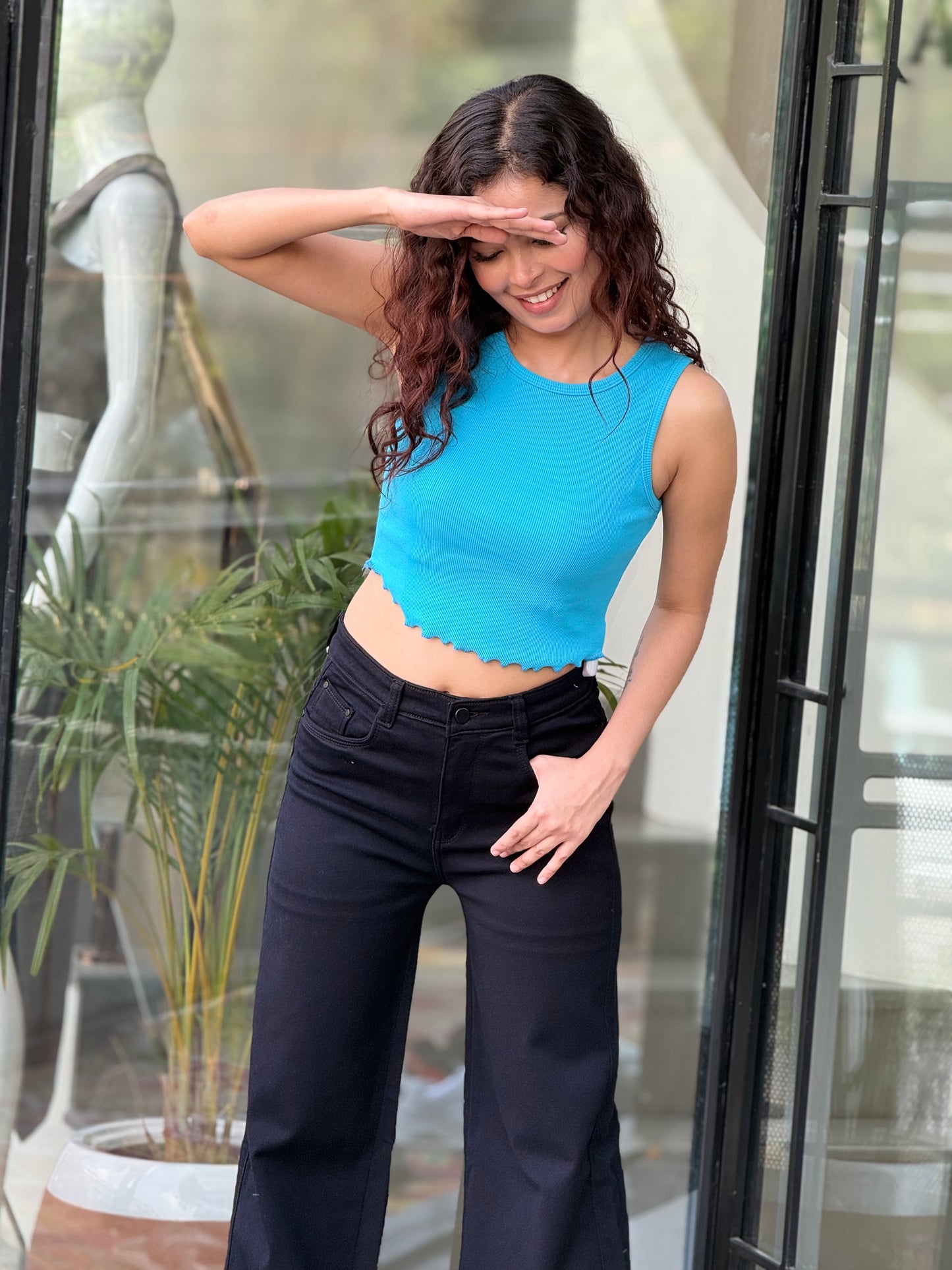 black wide leg jeans
