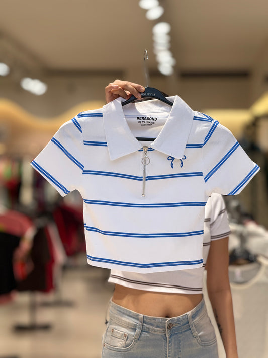 Zip up body fit tee