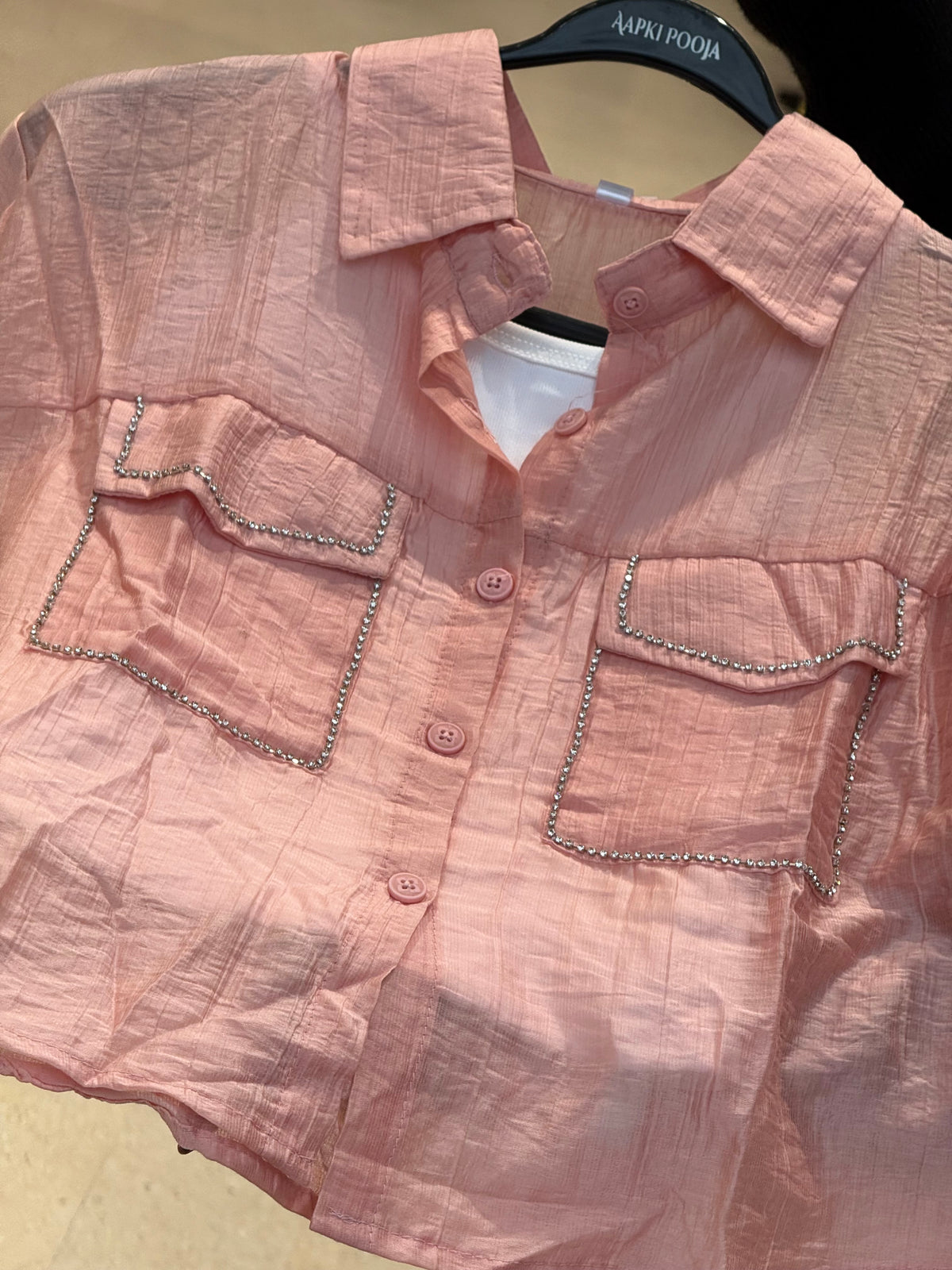 partywear stone work see through shirt