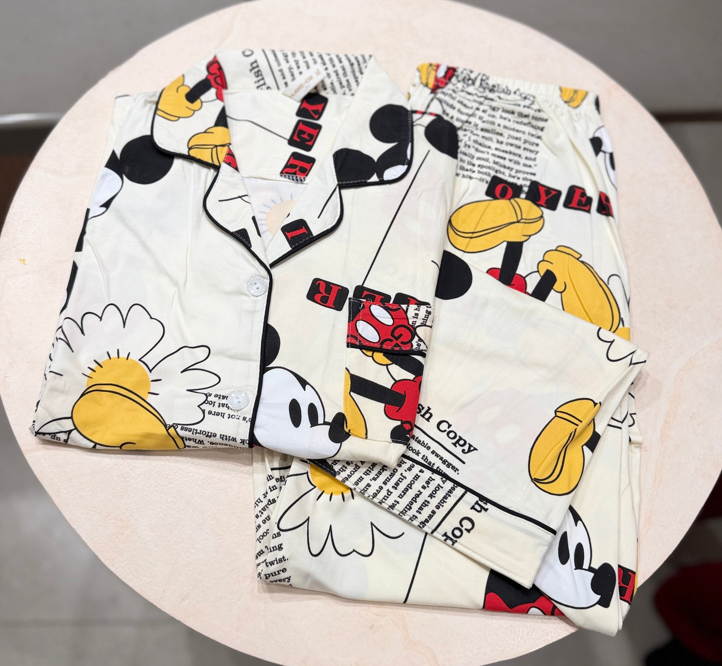 Mickey mouse print 2 piece night suit set
