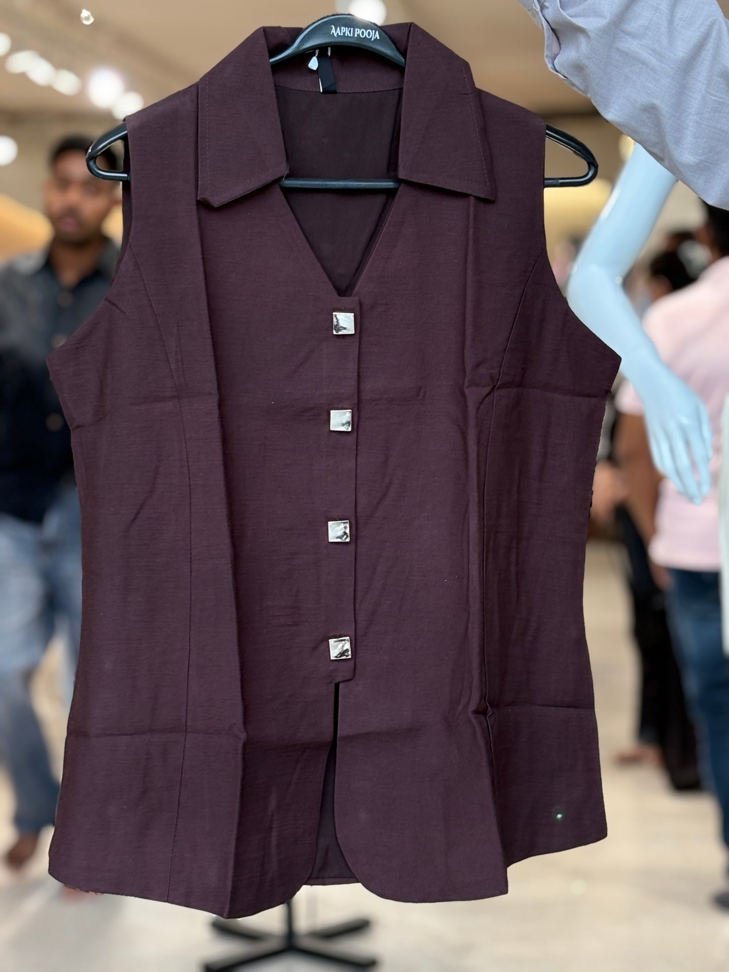 Black Tailored Sleeveless Waistcoat Top