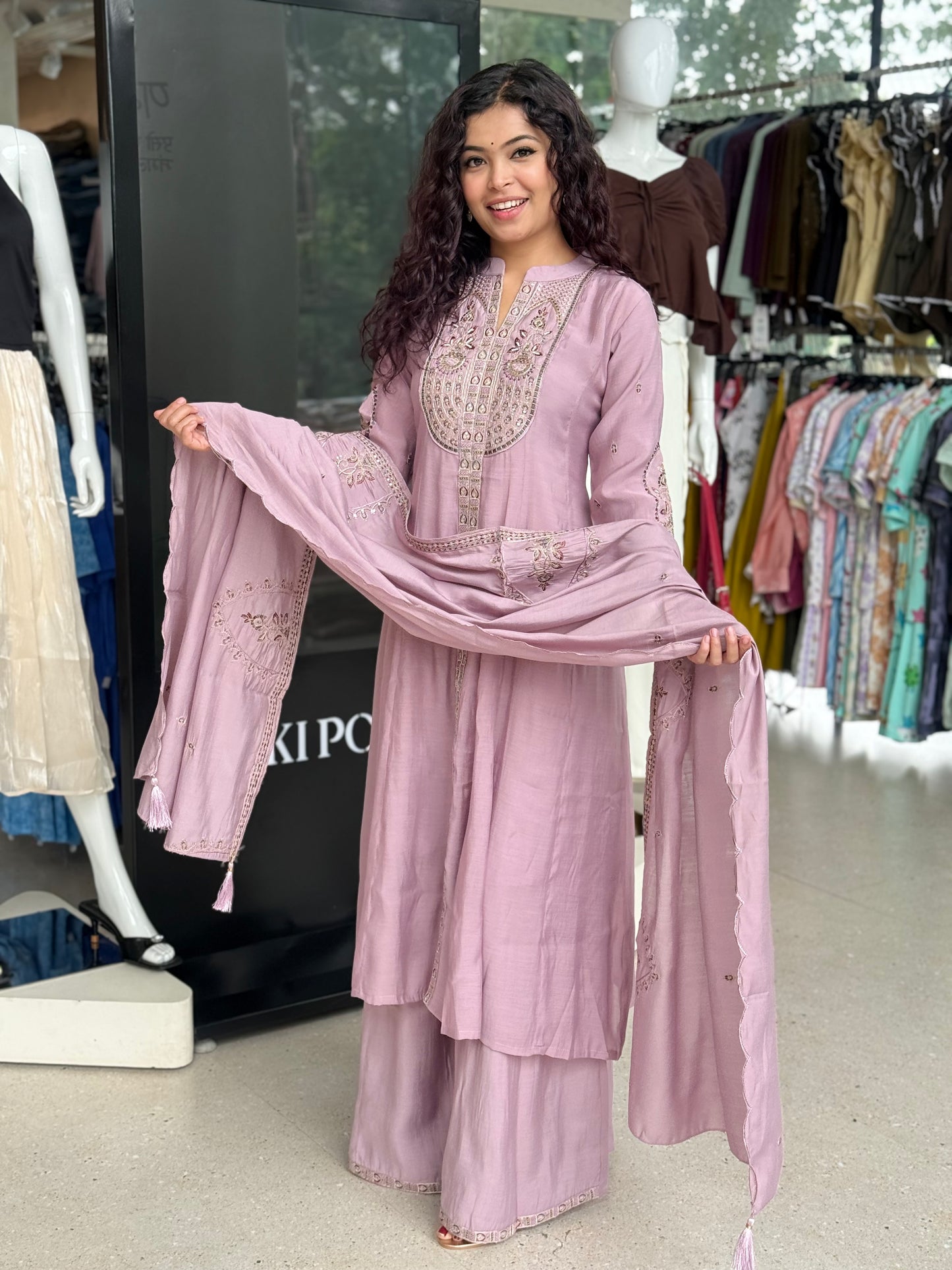 3 piece partywear hand embroidered suit set