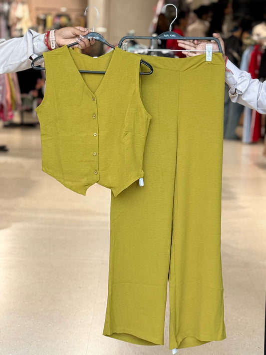 Waistcoat Top & Wide-Leg Trouser Co-Ord Set