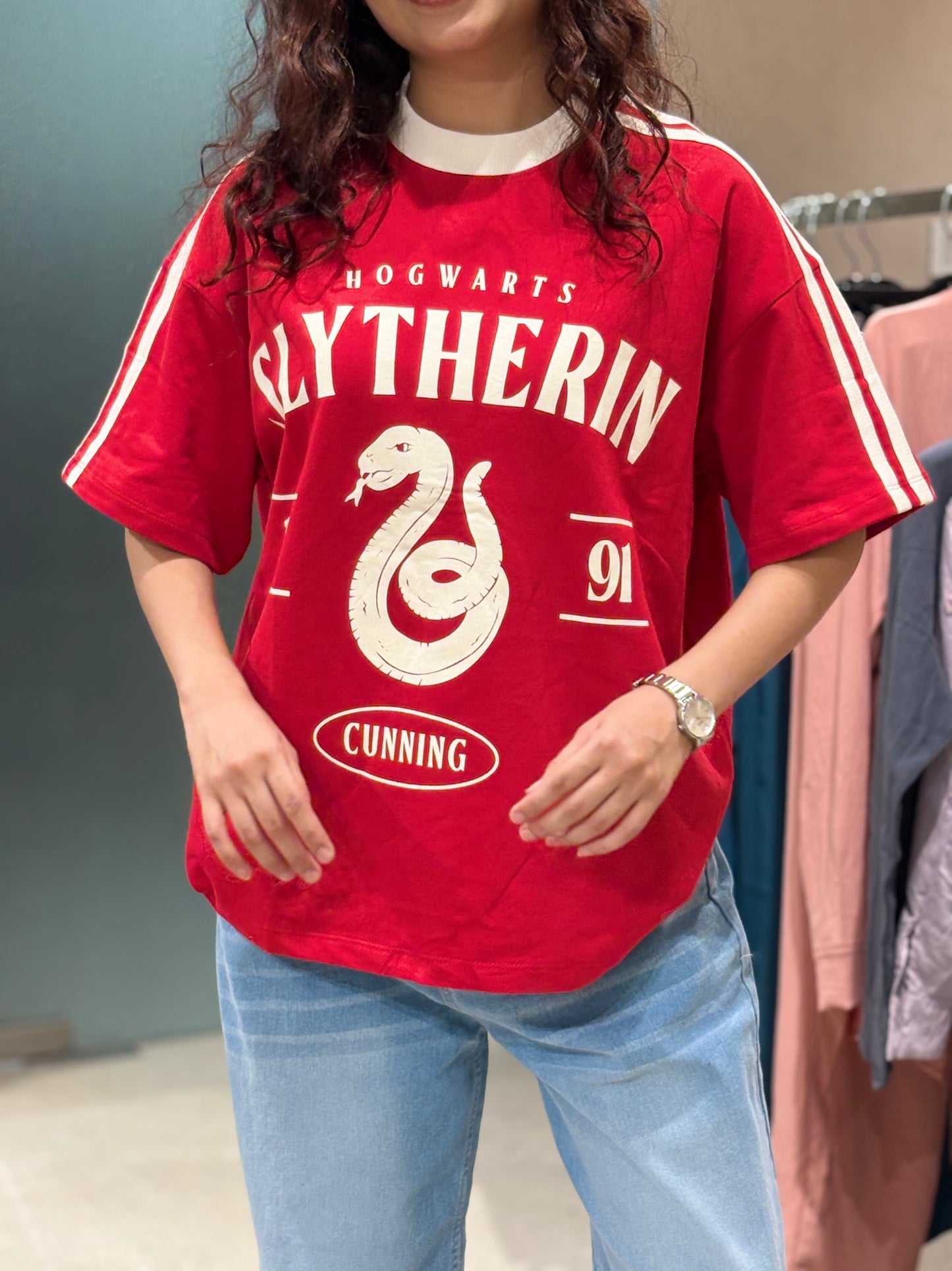 Harry Potter Slytherin Oversized Graphic T-Shirt for Women