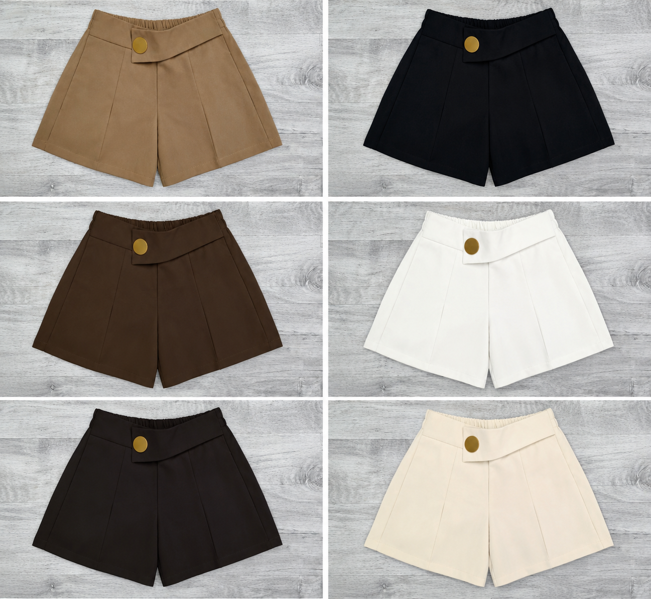 Women’s High-Waist Tailored Shorts with Statement Button