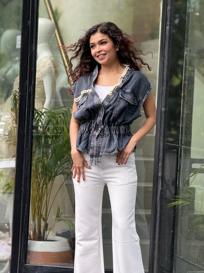 Denim partywear top