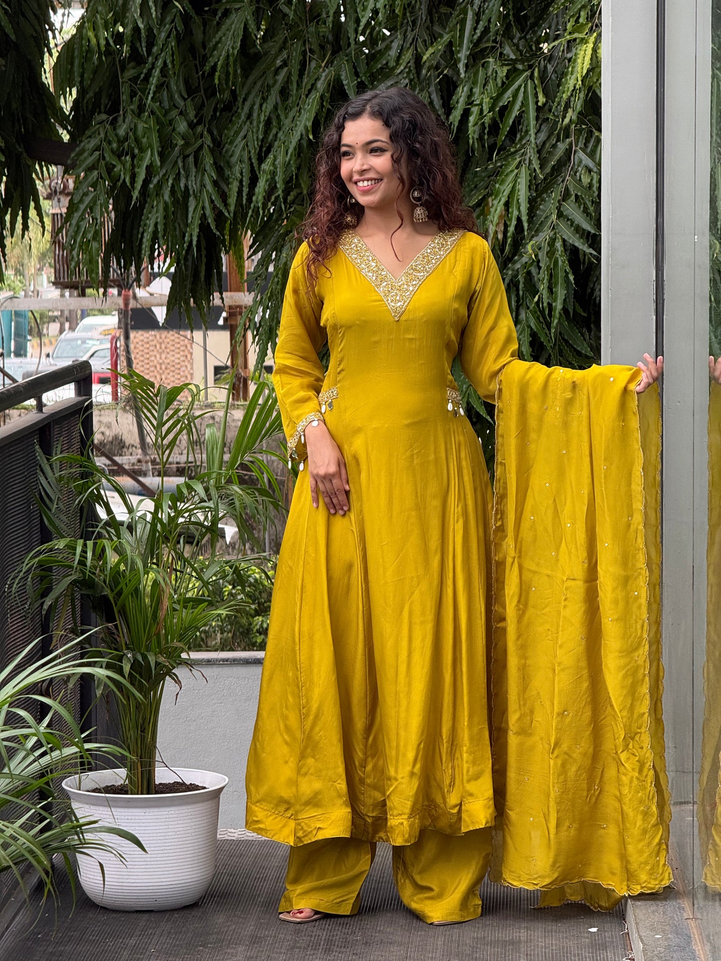 Neckwork Anarkali 3 piece suit set