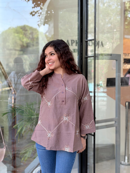 Embroidered  Casual Top