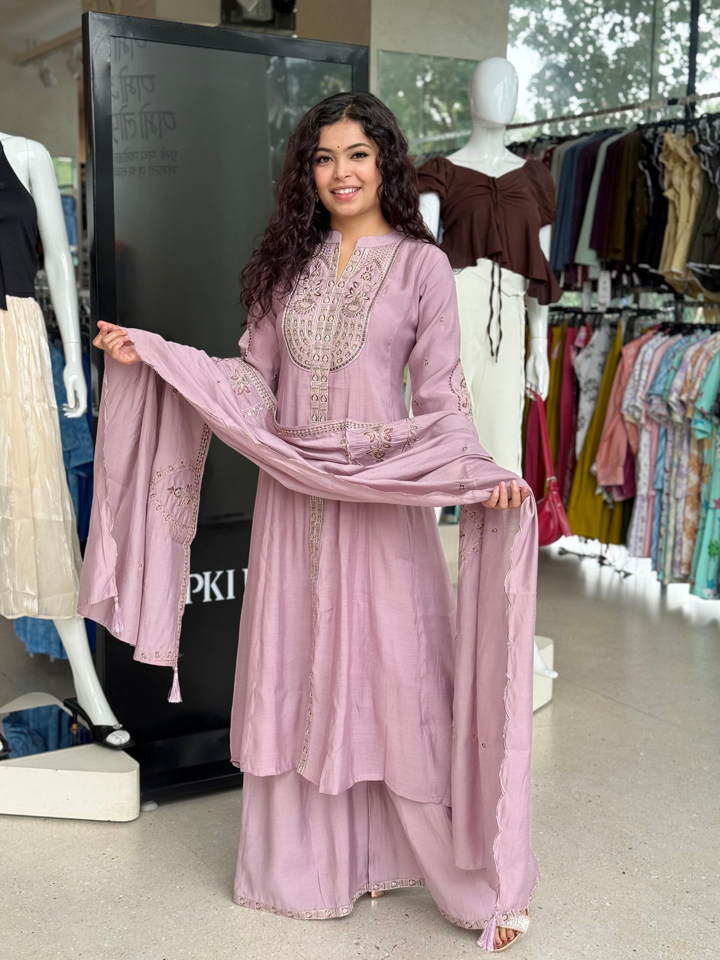 3 piece partywear hand embroidered suit set