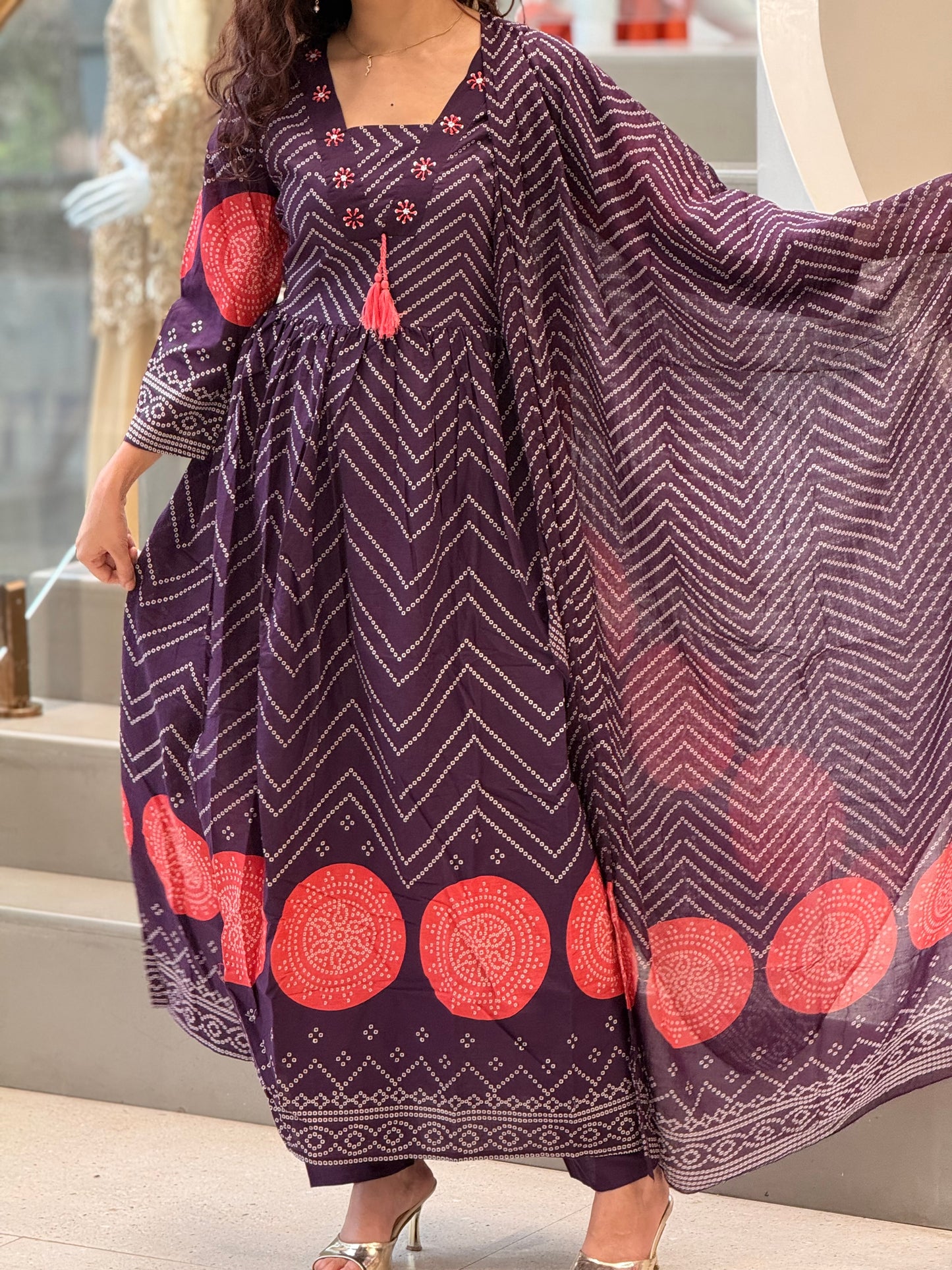 Bandhani print 3 piece suit set