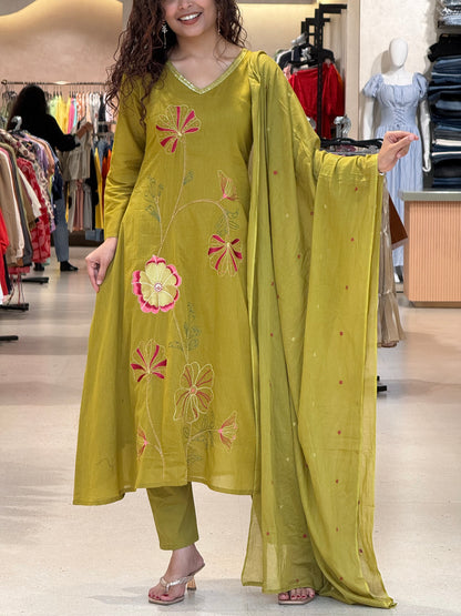 Cotton 3 piece partywear suit set