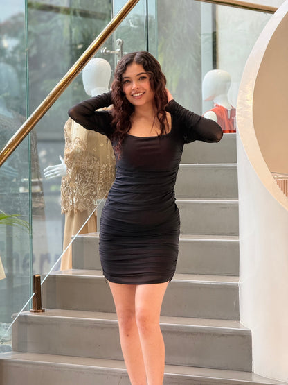 Body con mesh one piece dress