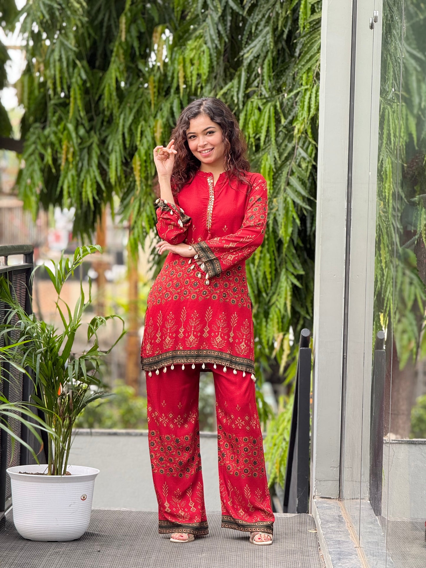 partywear co-ord set with neckwork