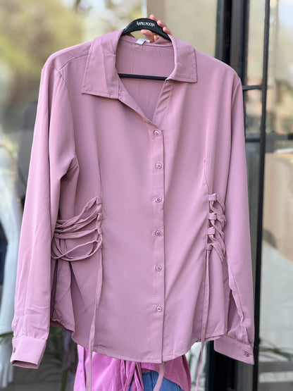 Pink Corset Style Shirt Top