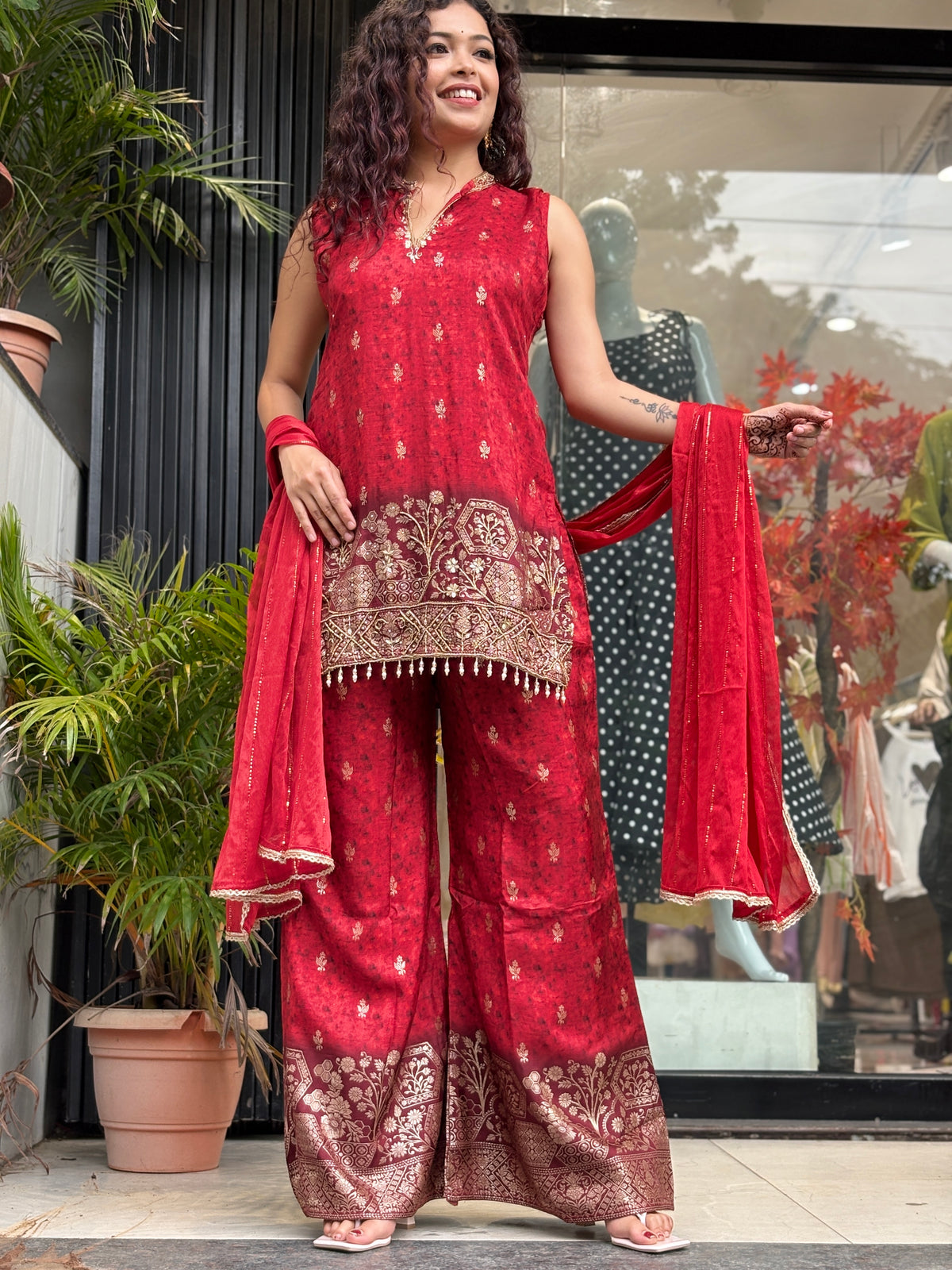 3 piece partywear stonework suit set