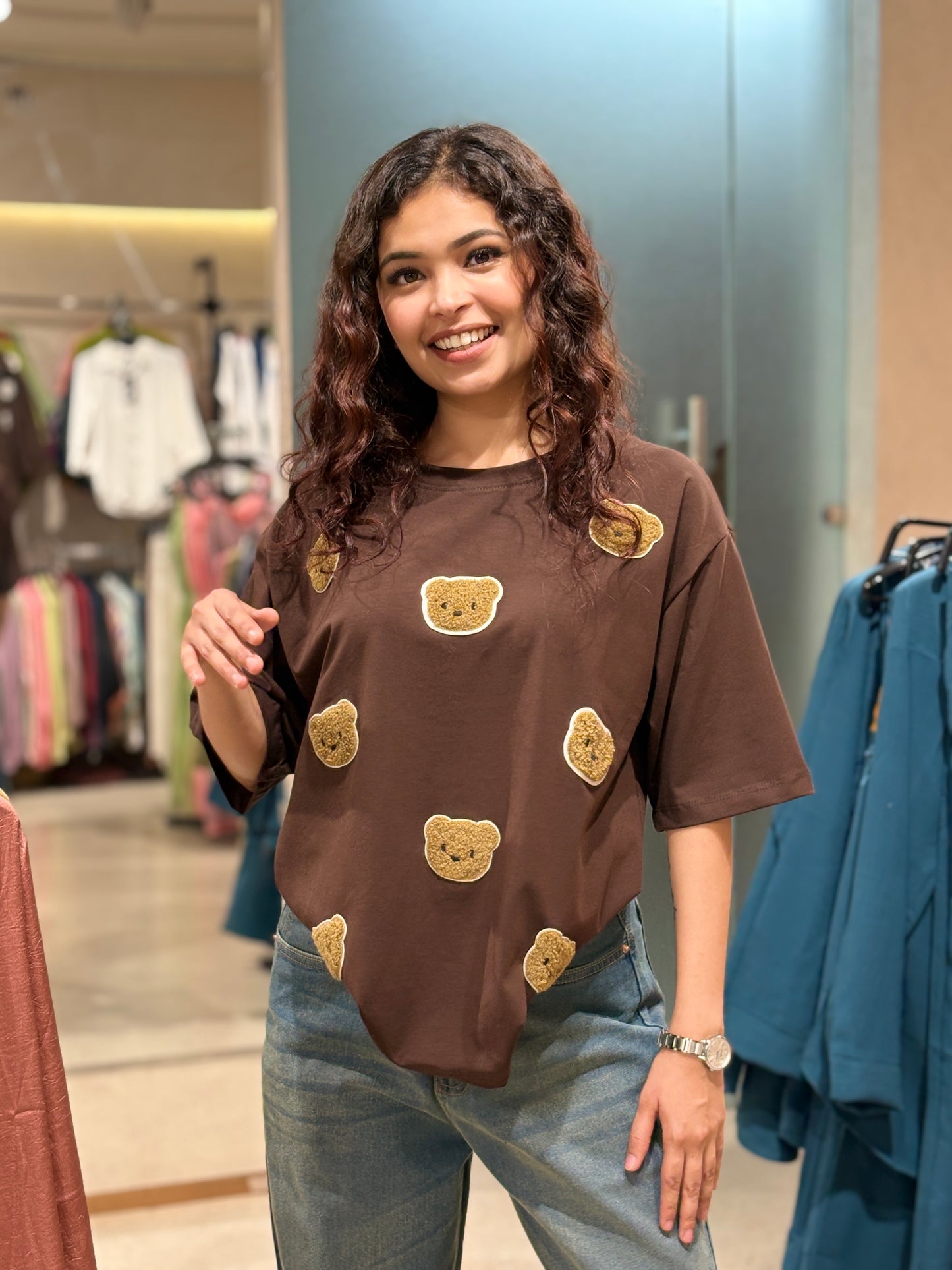 Imported Cute Kitty Patch Oversized T-Shirt for Women