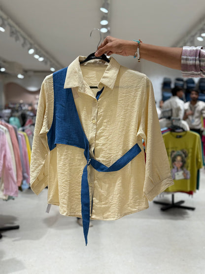 Partywear inbuilt belt shirt