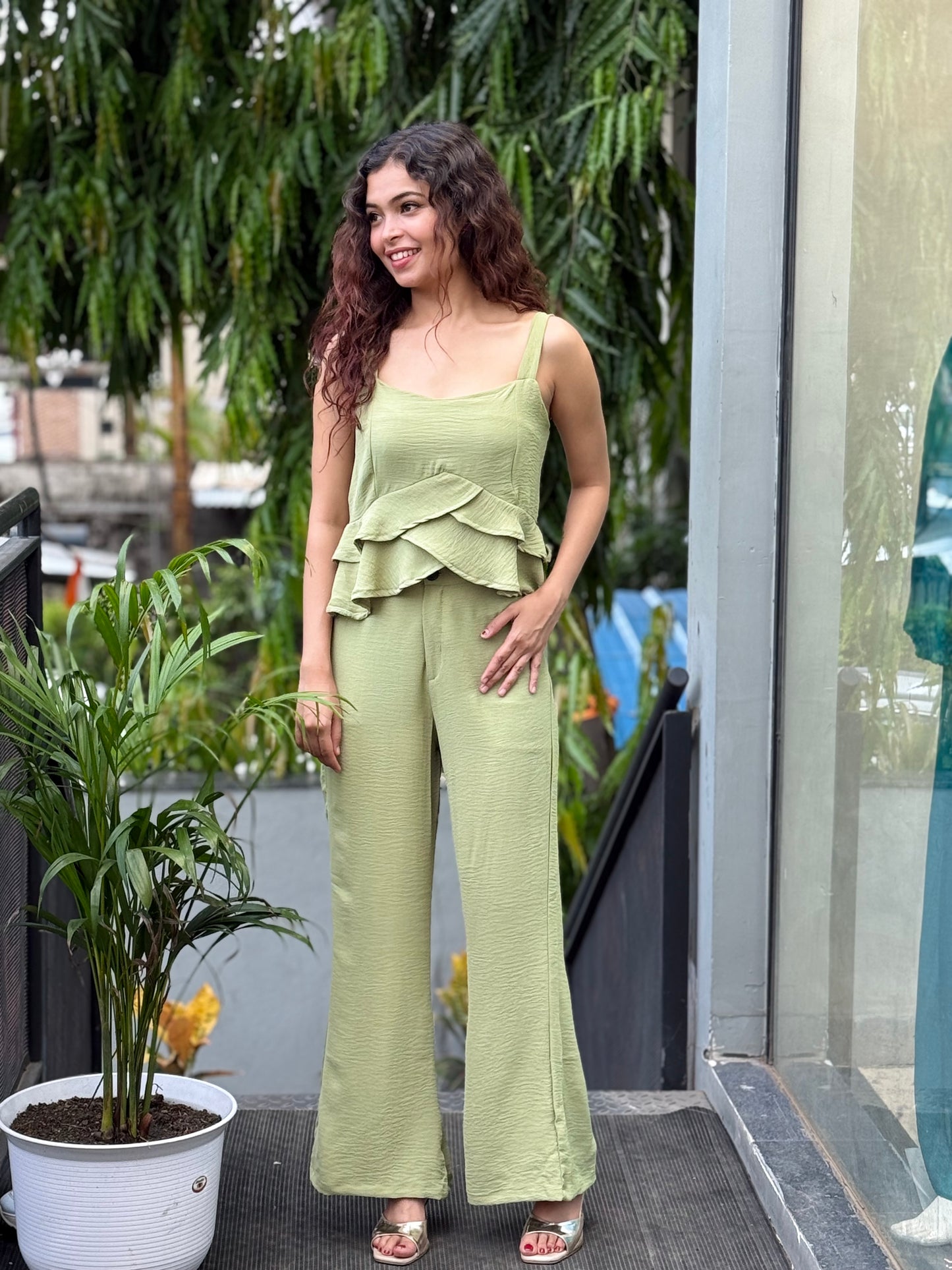 Ruffle strip sleeves co-ord set