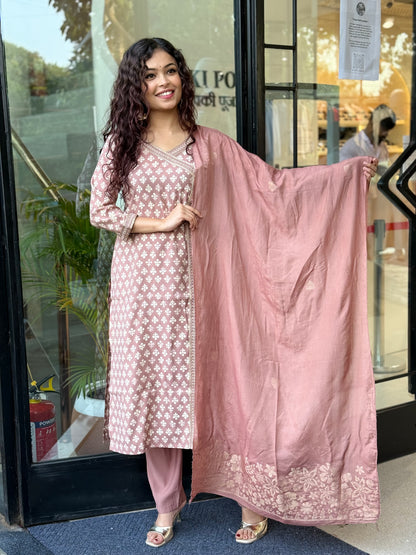 Angrakha pattern 2 piece suit set