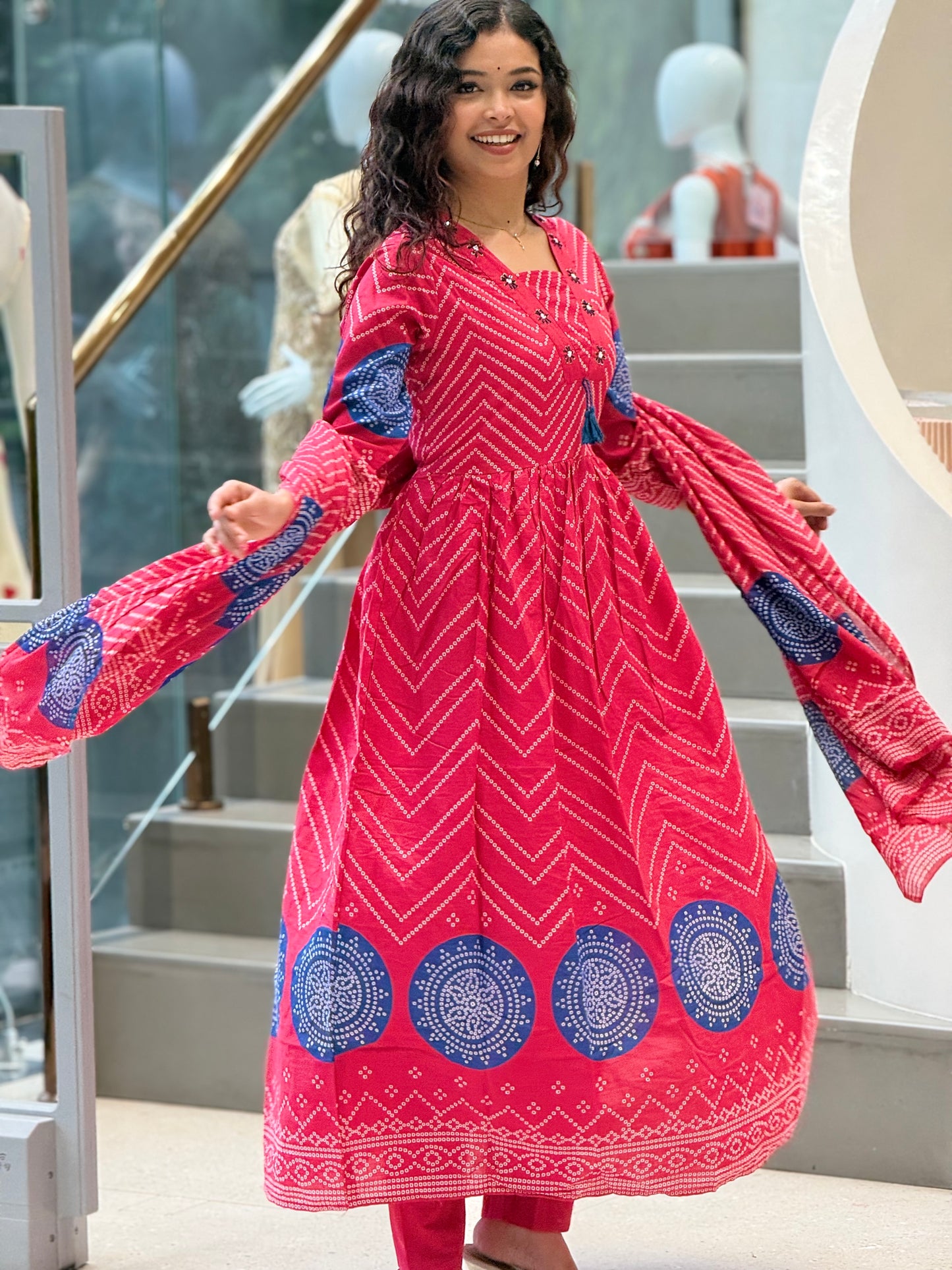 Bandhani print 3 piece suit set
