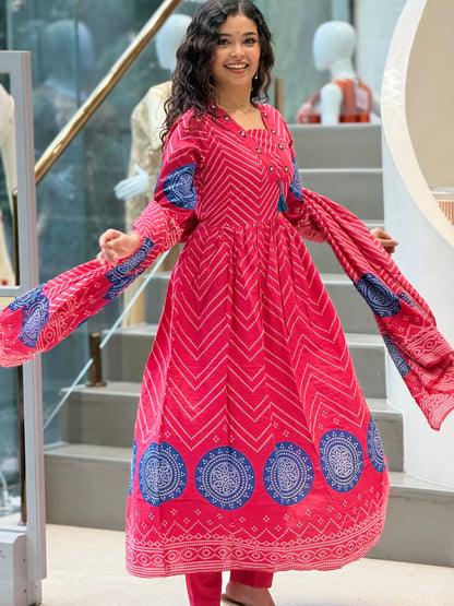 Bandhani print 3 piece suit set