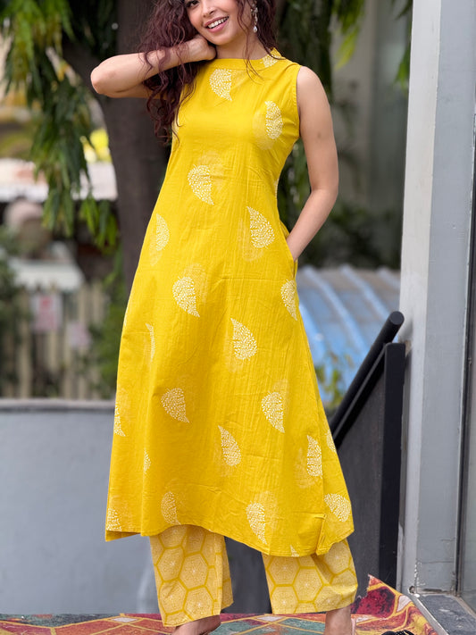 Pure Cotton Printed Kurta & Pants Co-Ord Set for Women | Summer Office Wear