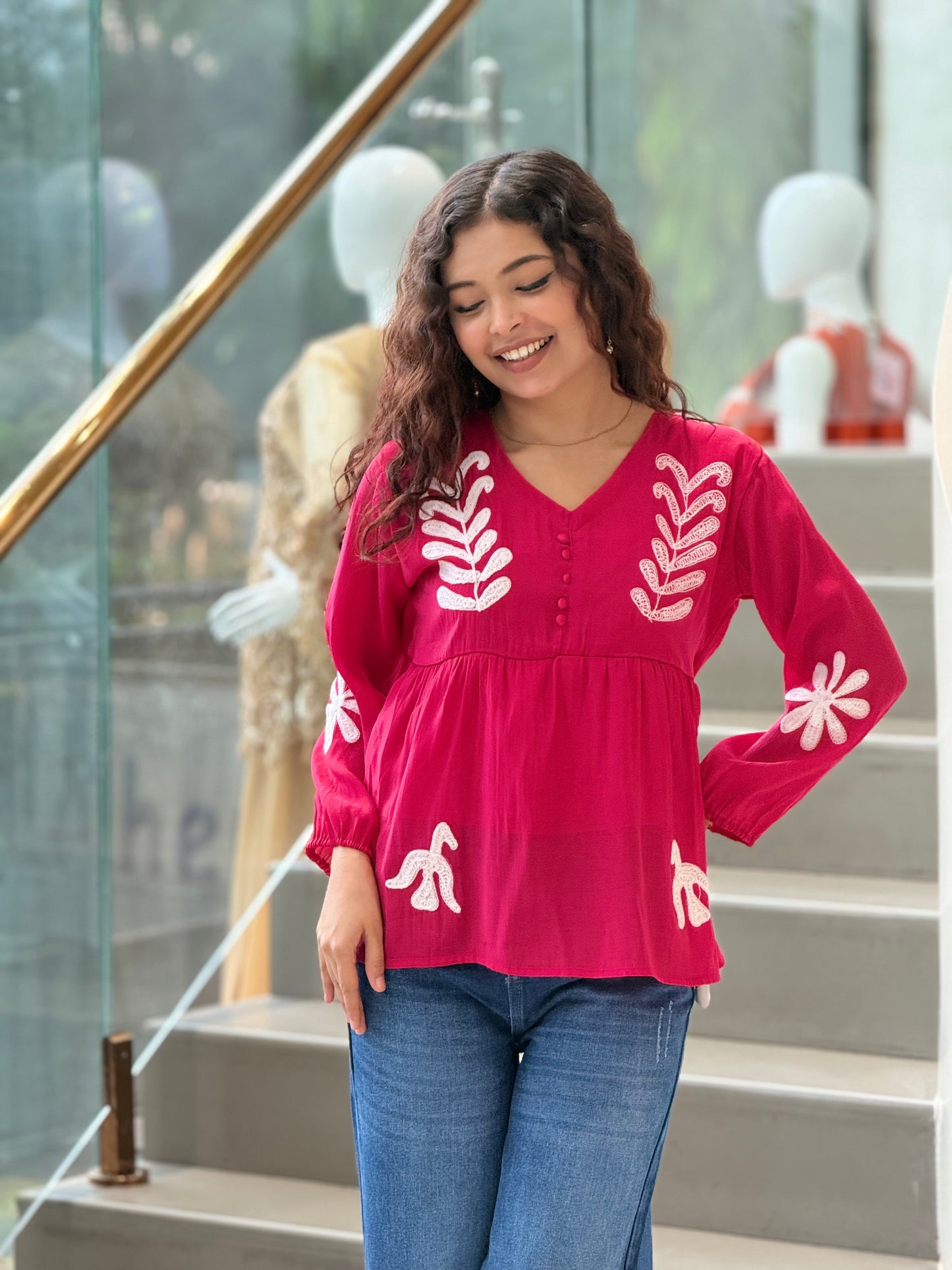 V-neck peplum top