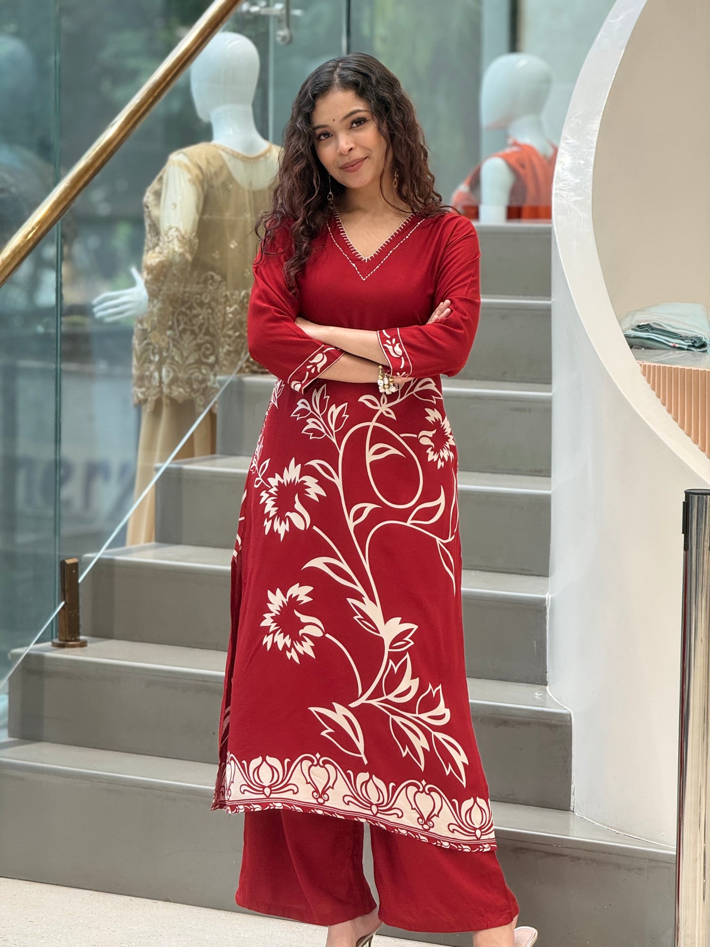 Floral Printed Kurta Palazzo Set