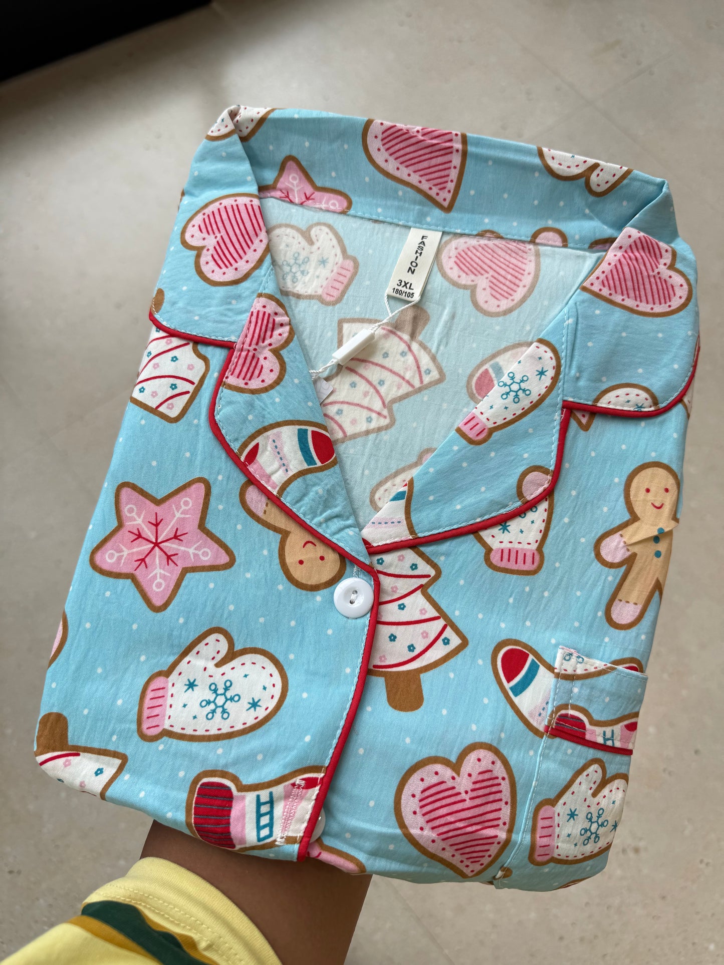 Snowy star Gloves print 3 piece night suit set