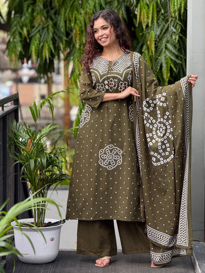 Bandhani print 3 piece suit set