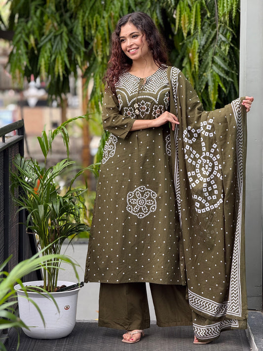 Bandhani print 3 piece suit set