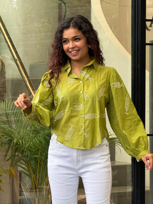 Green embroidered shirt