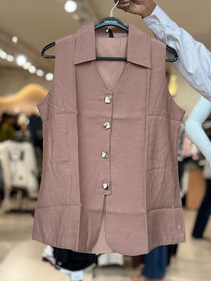 Black Tailored Sleeveless Waistcoat Top