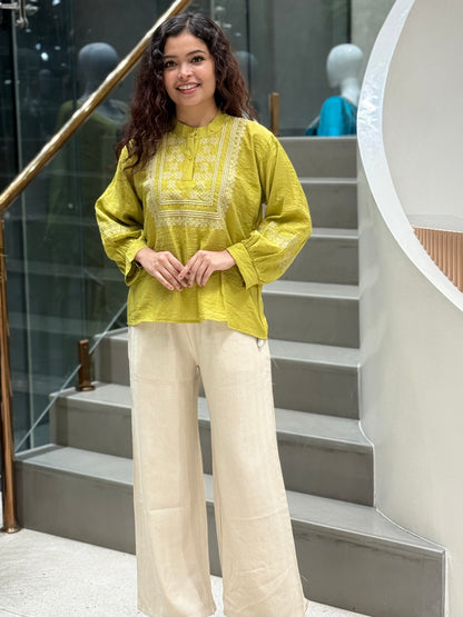 neck embroidered top