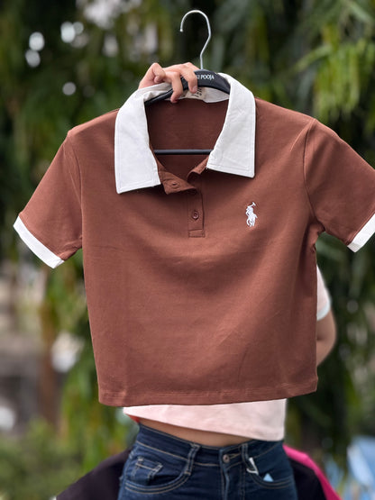 everyday wear crop polo tee