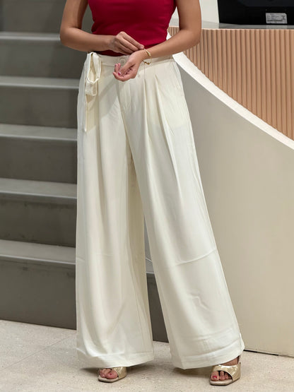 Elegant Tie-Waist Wide Leg Trousers
