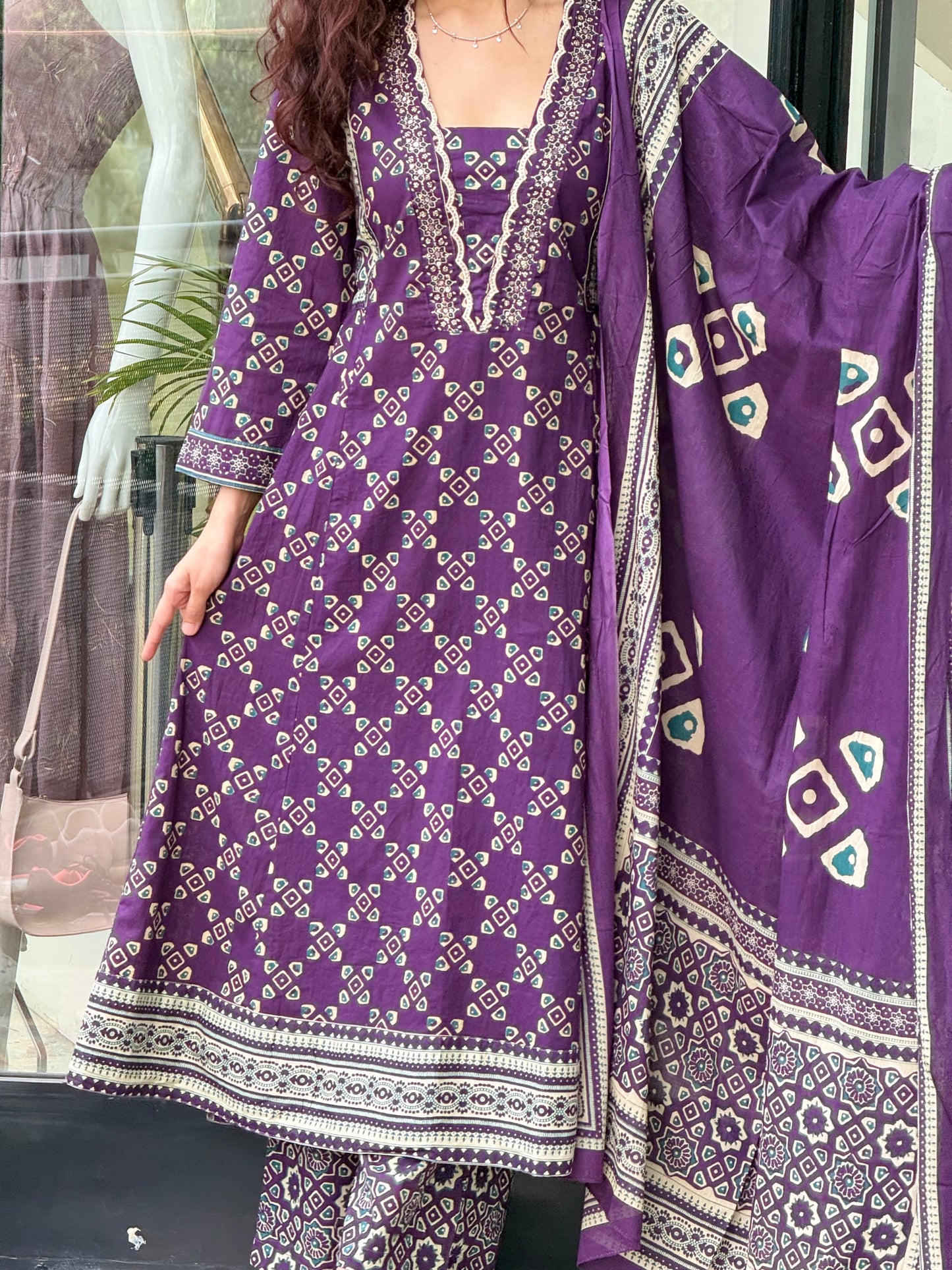 Printed 3 Piece cotton Suit Set