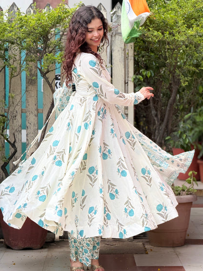 Anarkali ghera cotton suit set