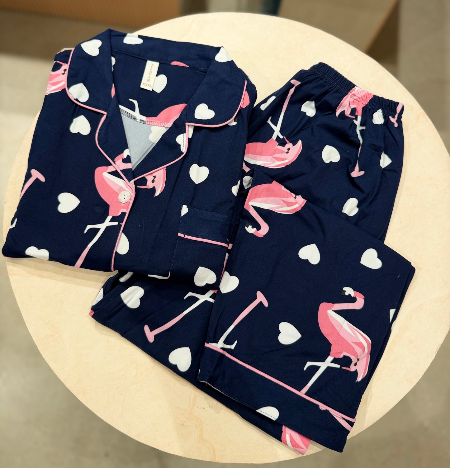 Flamingo heart 2 piece night suit set
