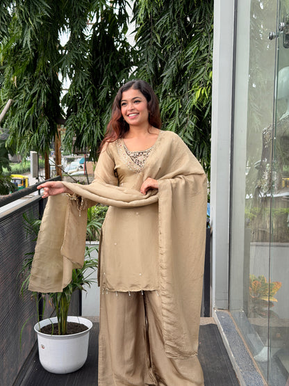 stone neckwork 3 piece partywear suit set