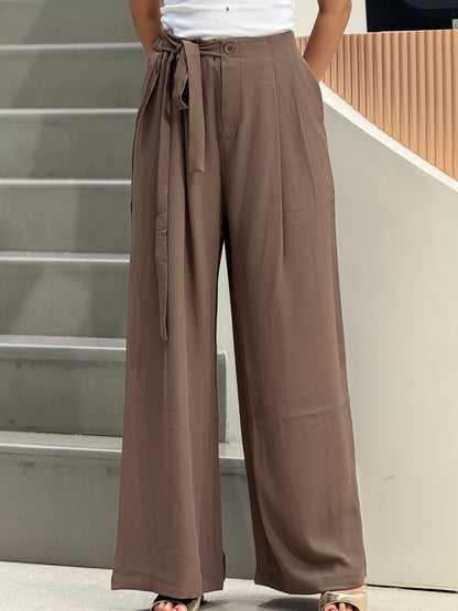 Elegant Tie-Waist Wide Leg Trousers