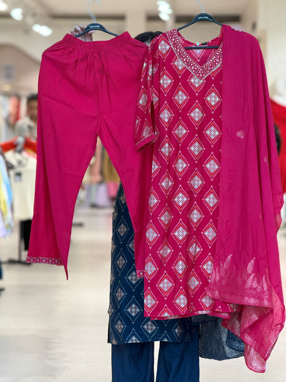 V-neck plazo pant 3 piece suit set