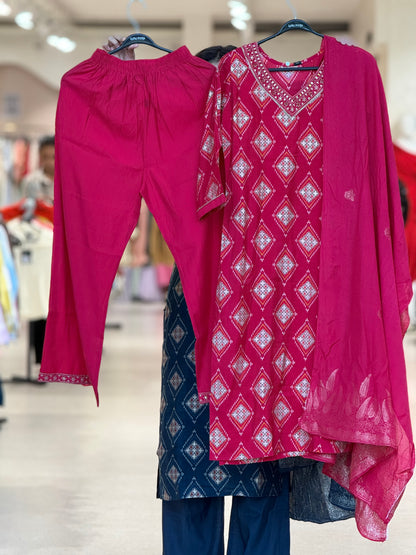 V-neck plazo pant 3 piece suit set